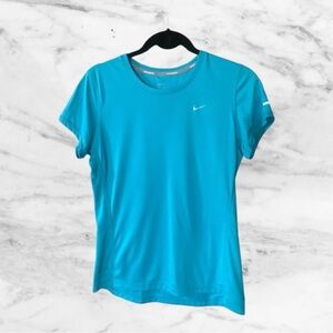 Nike Dri-Fit shirt women's short sleeve blue workout top, running shirt